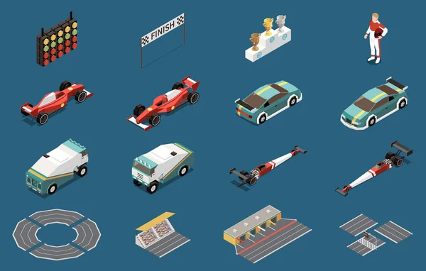 Conjunto de iconos de carrera de coches — Archivo Imágenes Vectoriales