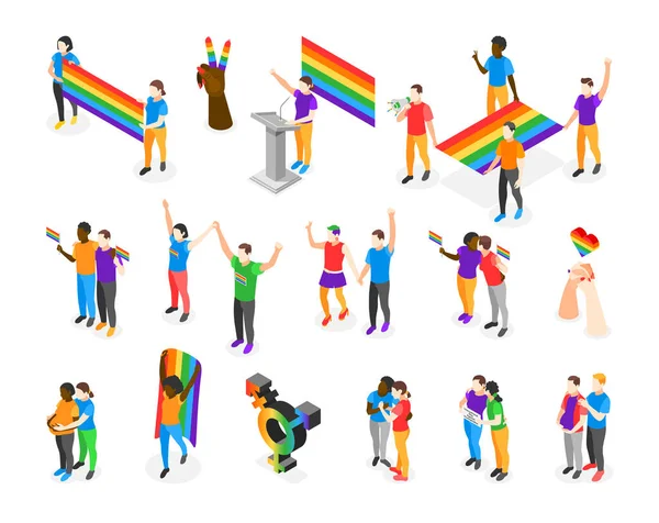 Mezinárodní den proti homofobii Izometrické ikony — Stockový vektor