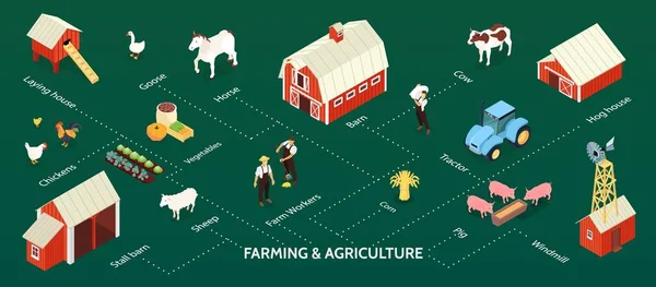 Farm Isometric Banner — Stock Vector