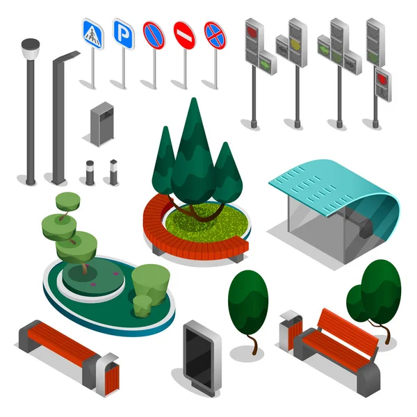 Ensemble d'icônes isométriques City Constructor Elements — Image vectorielle