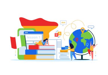 Dil Okulunun Düz Renkli Kompozisyonu