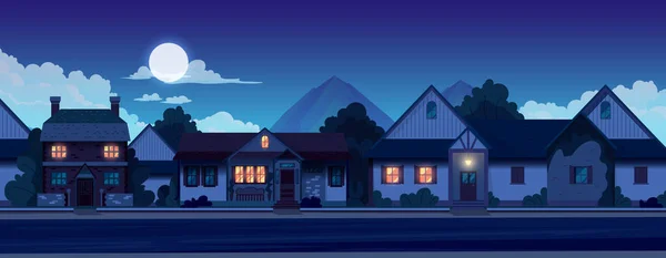 Maison de banlieue nuit — Image vectorielle