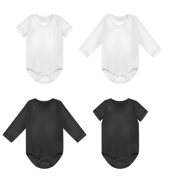 Baby Black And White Bodysuit Set — Stock Vector