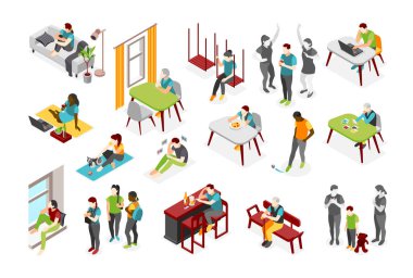 Yalnızlık Isometric Simgeleri Ayarlandı