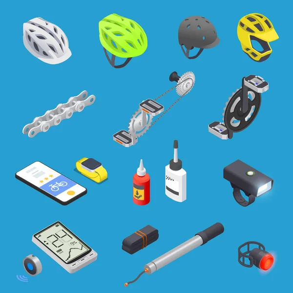 Набор иконок для велосипедного оборудования — стоковый вектор