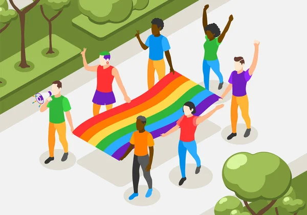 Lgbt People On Pride Parade — Stockový vektor