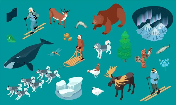 Alaska Isometric Background Set — Stock vektor