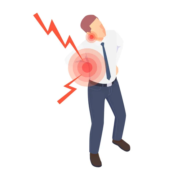 Hombre sintiendo dolor icono — Vector de stock