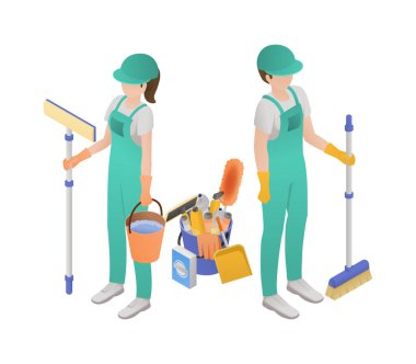 Profesyonel Temizlik Servisi Isometric Kavramı