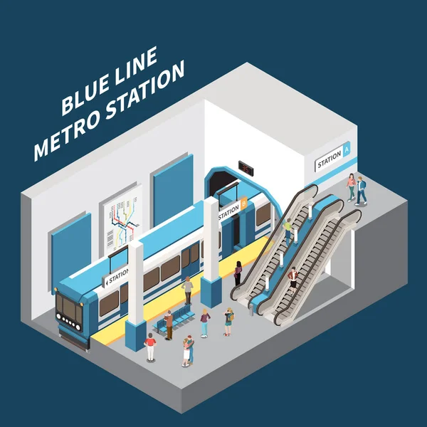 Metro Station Isometrisk interiör — Stock vektor