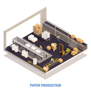 Kağıt Üretimi Isometric Ayrı Kavram