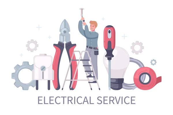 Elektrische dienst Cartoon Samenstelling — Stockvector