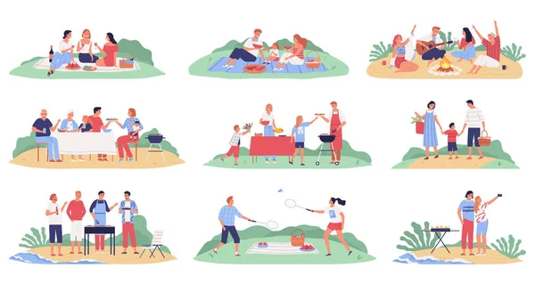 Familia Picnic Set — Archivo Imágenes Vectoriales