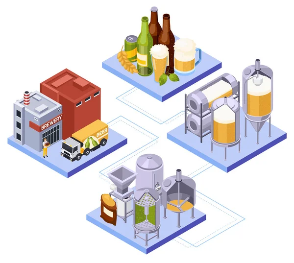 Cervejaria Composição Isométrica —  Vetores de Stock