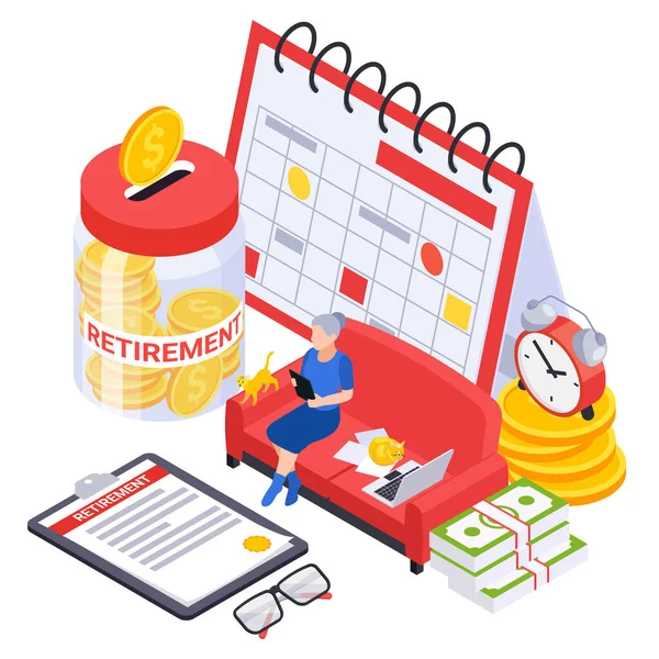 Retirement Calendar Plan Composition — Stock Vector