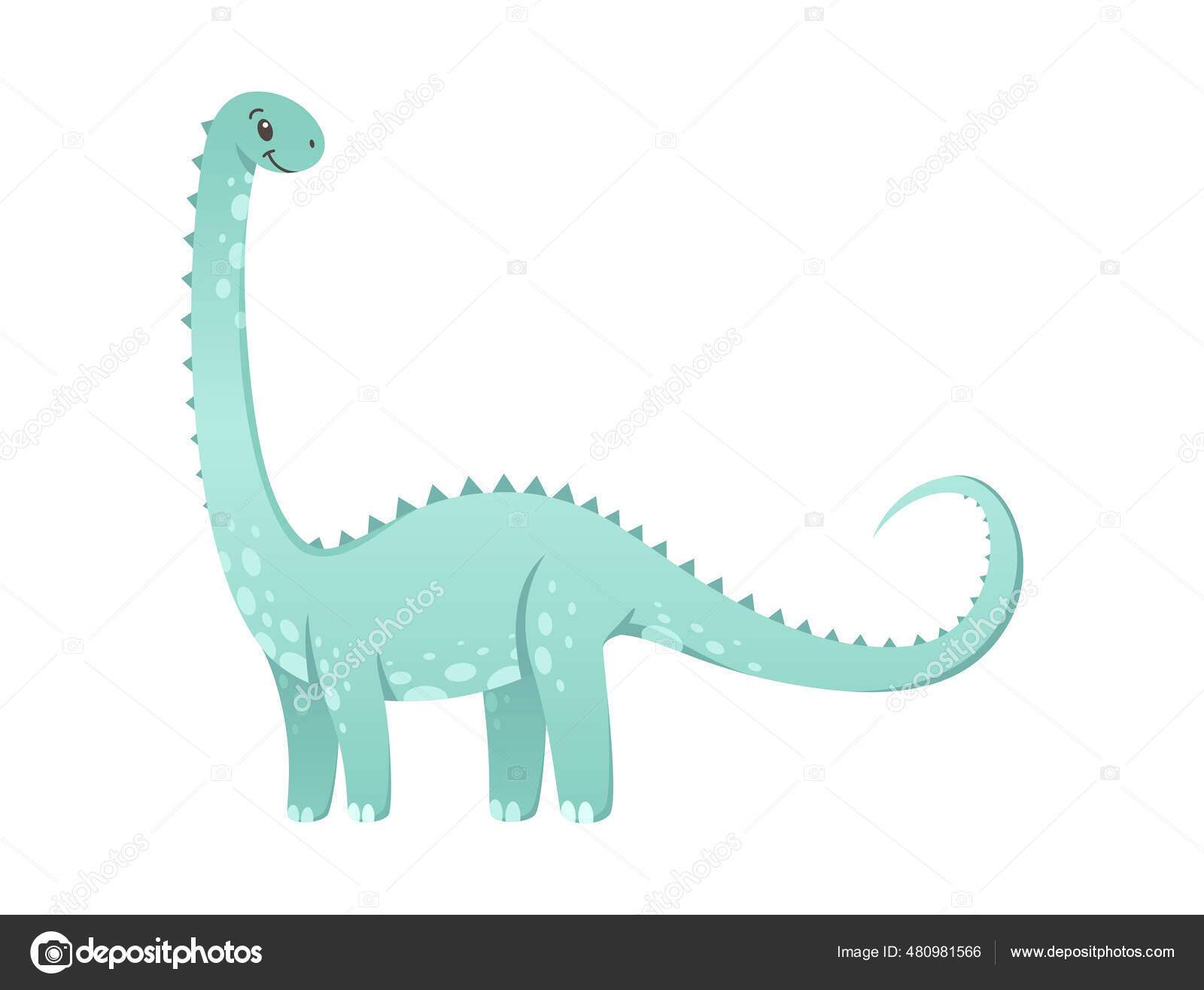 Bonito desenho de dinossauro verde em fundo branco