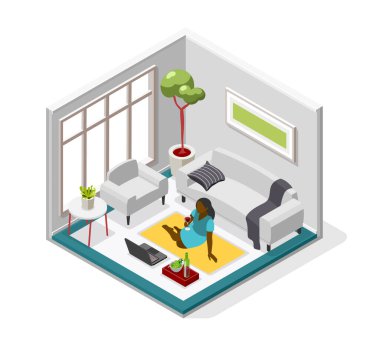 Yalnızlık Isometric Kompozisyon