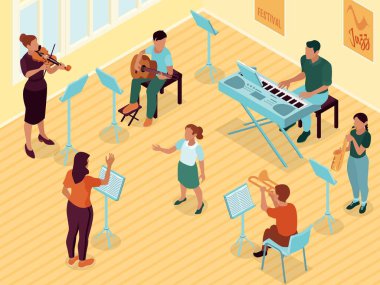 Müzisyen Eğitimi Isometric Kompozisyon