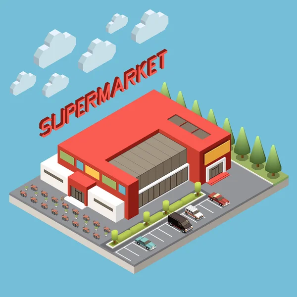 超级市场等距概念 — 图库矢量图片