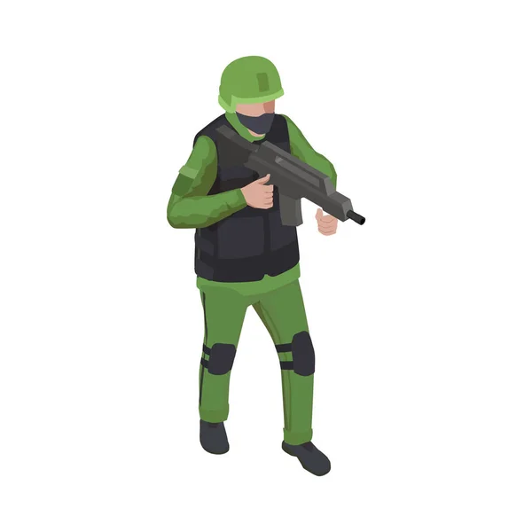 Isometric Armed Soldier — Stock Vector