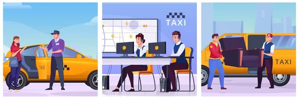 Taxi Ilustración plana — Archivo Imágenes Vectoriales