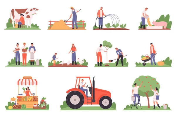 Farm Flat Icons Set — Stock Vector