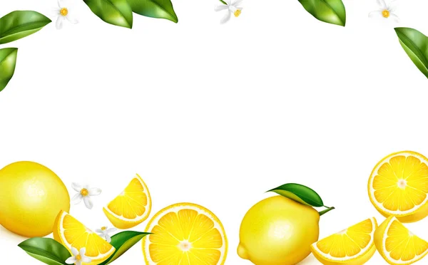 Lemon Realistic Background — Wektor stockowy