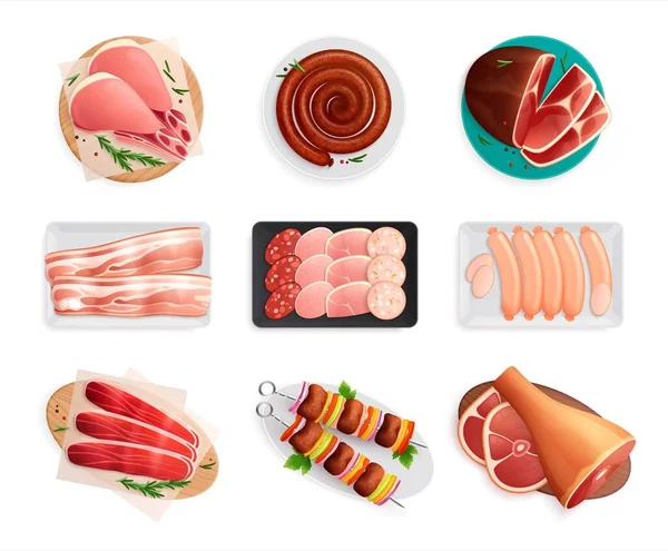 Ensemble de produits de viande — Image vectorielle