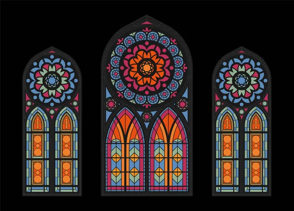 Katedral Mozaik Pencereler Arkaplanı — Stok Vektör