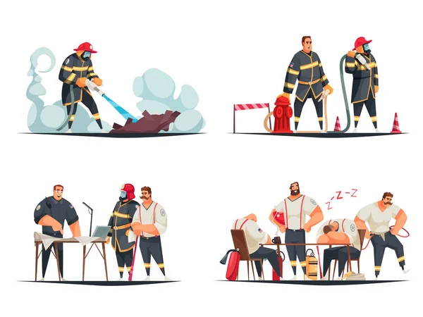 Tecknad serie för brandmän — Stock vektor
