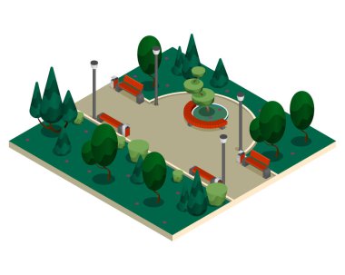 Şehir Yapımcısı Elementleri Isometric Ayrı Bileşimi