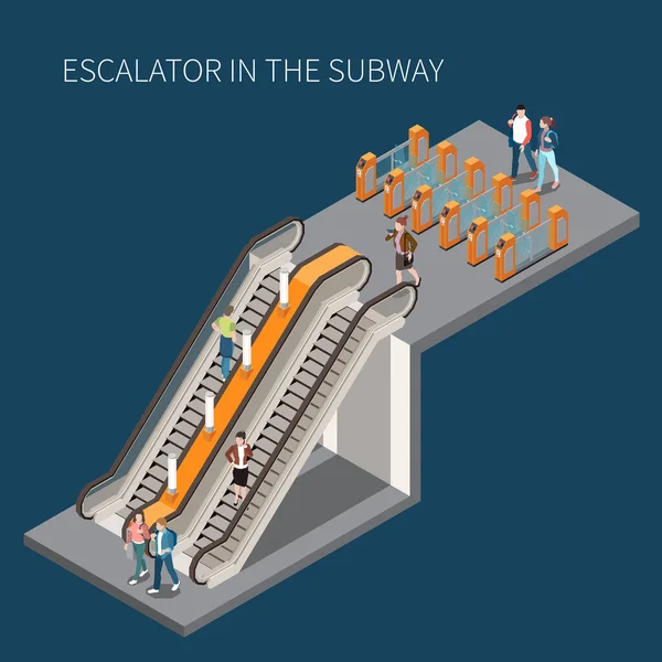 Scala mobile della metropolitana Elemento isometrico — Vettoriale Stock