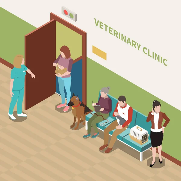 Clinique vétérinaire Isometric Intérieur — Image vectorielle