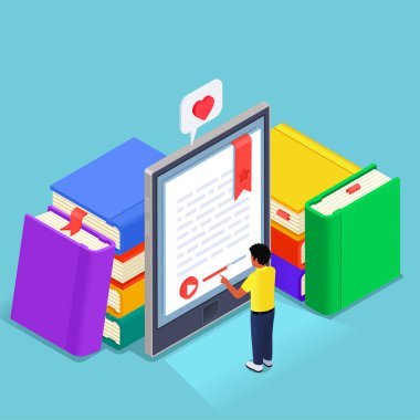 Dijital Çevrimiçi Kütüphane Isometric Kavramı