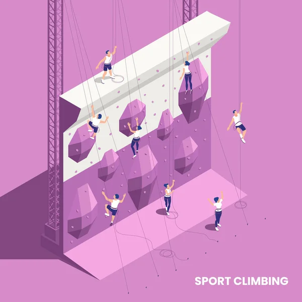 Climbing Sport Isometric Element — Stock Vector