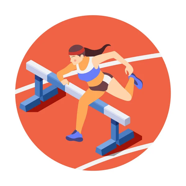 Hurdling Isometric Composition — Stock Vector