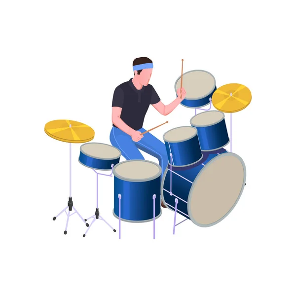Isometrische Schlagzeug-Ikone — Stockvektor