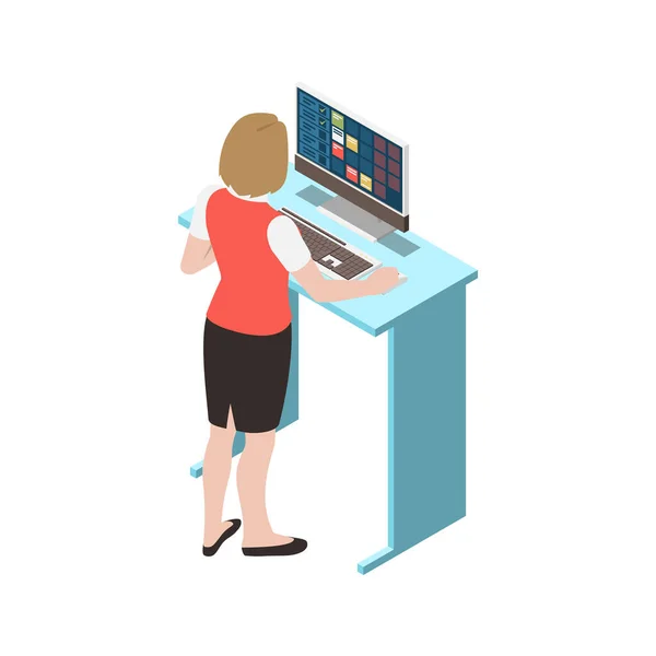 Mulher usando computador — Vetor de Stock