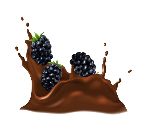 Blackberries In Chocolate - Stok Vektor