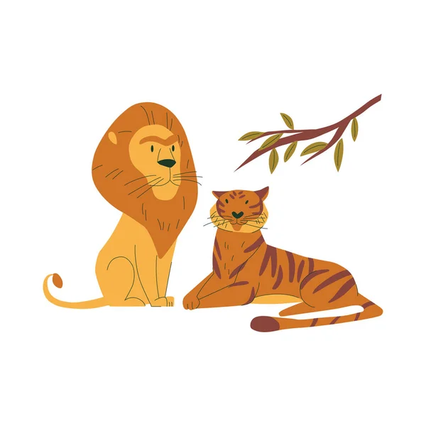 Lions Family Illustration - Stok Vektor