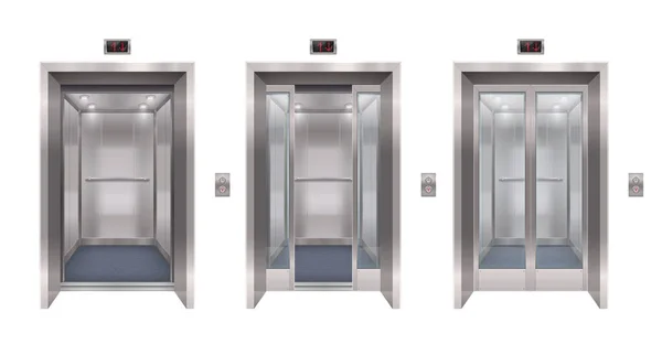 Colección de puertas de ascensor de plata — Vector de stock