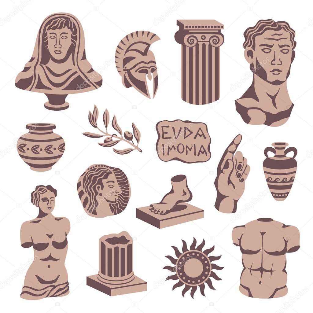 Antique Statues Icon Set