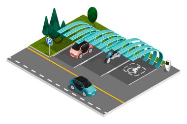 Isometric Renkli Kompozisyon Otoparkı