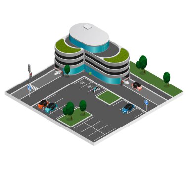 Isometric Şehir Yapıcı Elementleri Bileşimi