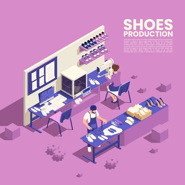 Schuhe Produktion Poster — Stockvektor