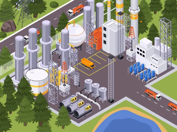 Composição da planta de processamento de óleo —  Vetores de Stock