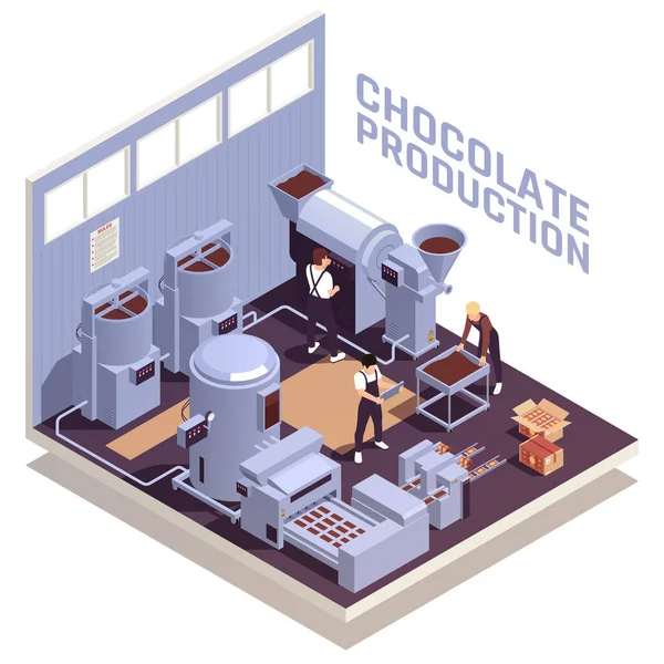 Chocoladeproductie Isometrische weergave — Stockvector