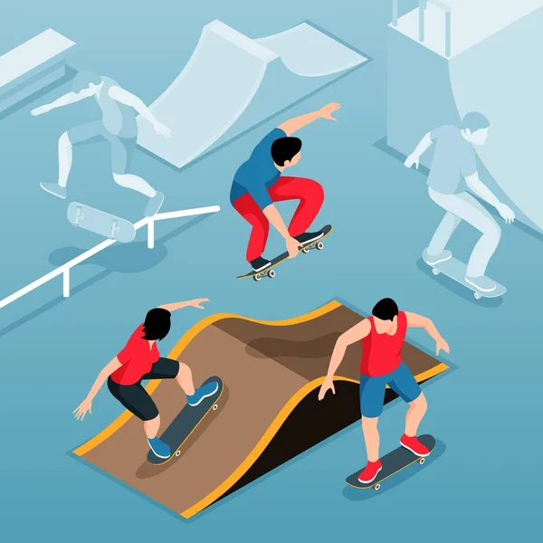 Skate Park Isometrische achtergrond — Stockvector