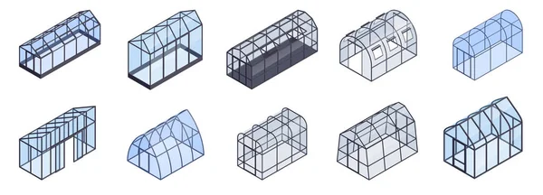 Ensemble d'icônes de couleur de serre isométrique — Image vectorielle