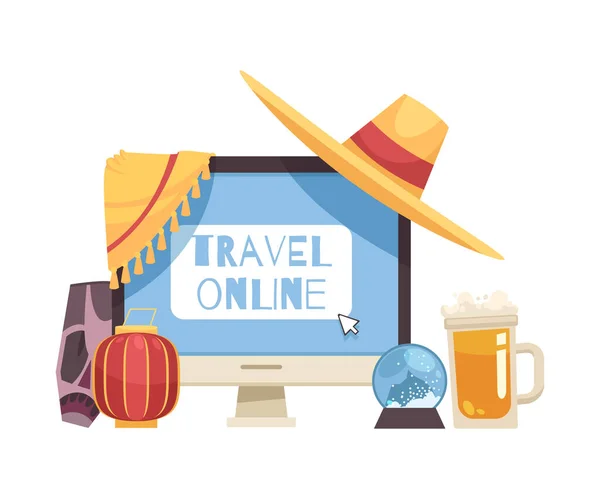 Travel Online Composition — Stock Vector